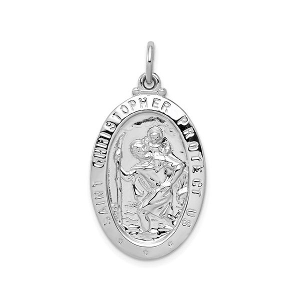 S/S Rhod-Plated St. Christopher Medal  Conti Jewelers Endwell, NY