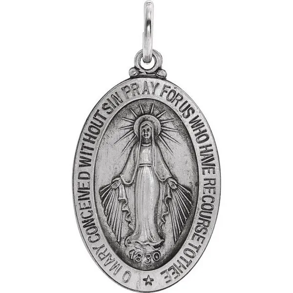 Sterling Silver 23x16 mm Oval Miraculous Medal Conti Jewelers Endwell, NY