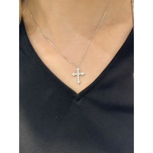 18' SS Cross with white stones Image 2 Conti Jewelers Endwell, NY