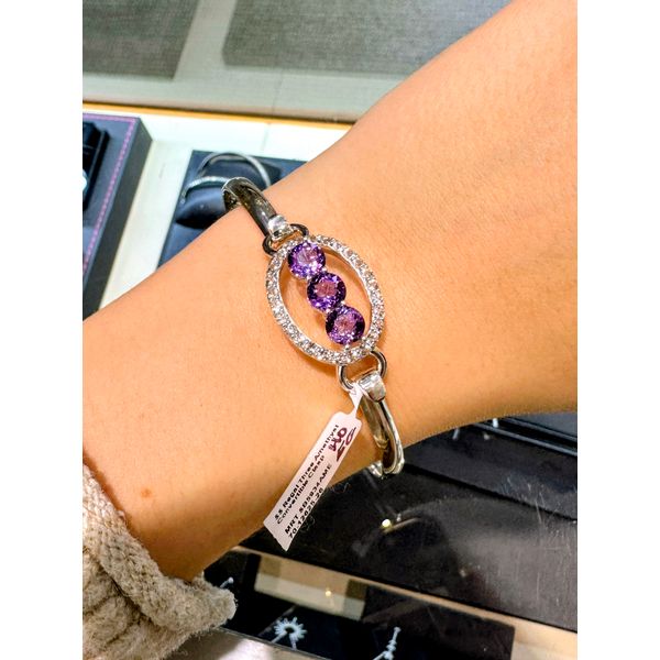 SS Regal Three Amethyst Convertible Clasp Image 2 Conti Jewelers Endwell, NY