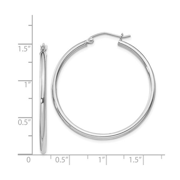 Sterling Silver Rhodium-Plated 2mm Round Hoop Earrings Image 3 Conti Jewelers Endwell, NY