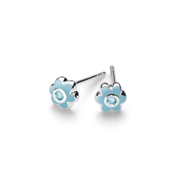 Girls March CZ Birthday Flower Stud Earrings Conti Jewelers Endwell, NY