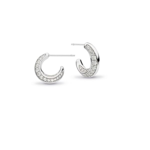 Bevel Cirque CZ Pavé Semi-Hoop Stud Earrings Conti Jewelers Endwell, NY