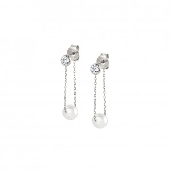 Short Bella Moonlight Drop Earrings in Sterling Silver with White Pearls Conti Jewelers Endwell, NY