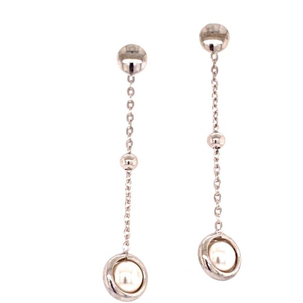 Drop Earrings in Sterling Silver with Swarovski Pearls Conti Jewelers Endwell, NY