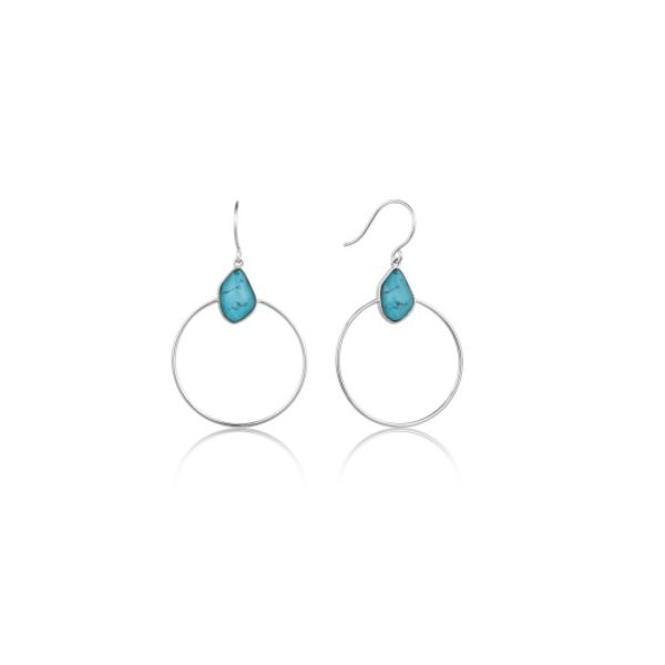 Turquoise Front Hoop Silver Earrings Conti Jewelers Endwell, NY