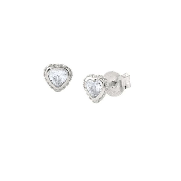 Sterling Silver Earrings with Zirconia Heart Conti Jewelers Endwell, NY
