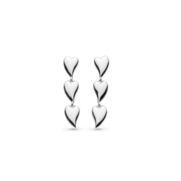 Kit Heath Desire Kiss Rhodium Plate Linking Hearts Stud Drop Earrings Conti Jewelers Endwell, NY