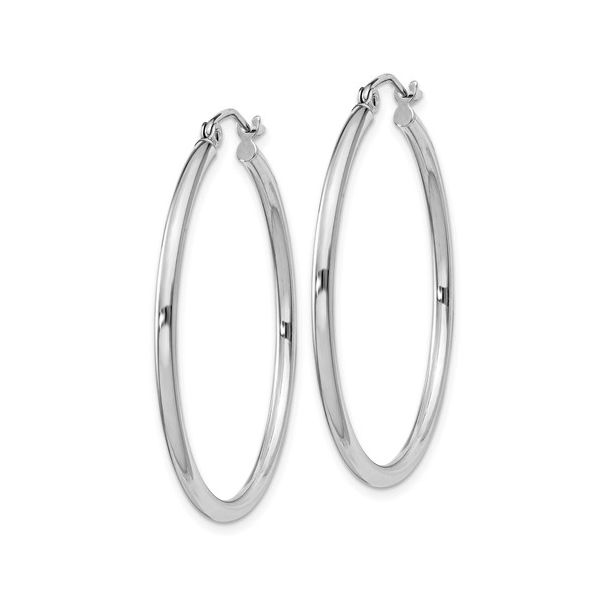 Sterling Silver Rhodium-plated 2mm Round Hoop Earrings Image 2 Conti Jewelers Endwell, NY