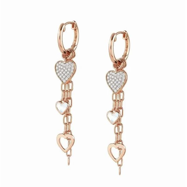Long Vita Earrings with Hearts in Rose Gold Conti Jewelers Endwell, NY