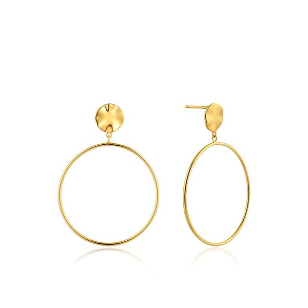 Gold Ripple Front Hoop Earrings Conti Jewelers Endwell, NY