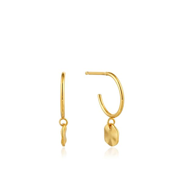 Gold Ripple Small Hoop Earrings Conti Jewelers Endwell, NY