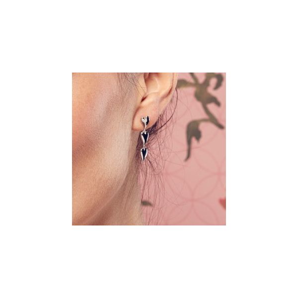 Kit Heath Desire Kiss Rhodium Plate Linking Hearts Stud Drop Earrings Image 2 Conti Jewelers Endwell, NY
