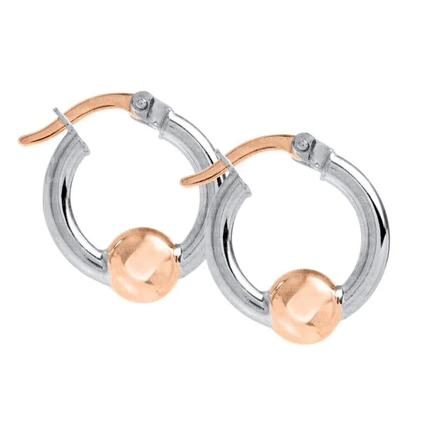 15mm Cape Cod Hoop Earrings in Sterling Silver & Rose Gold Conti Jewelers Endwell, NY