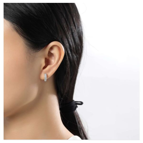 3-Row Huggie Hoop Earrings Image 2 Conti Jewelers Endwell, NY