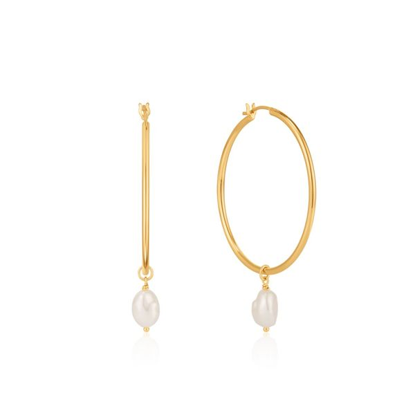 Gold Pearl Hoop Earrings Conti Jewelers Endwell, NY