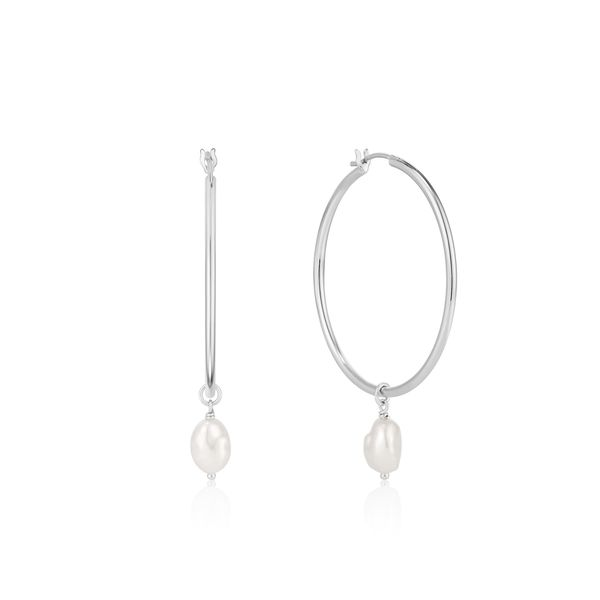 Silver Pearl Hoop Earrings Conti Jewelers Endwell, NY