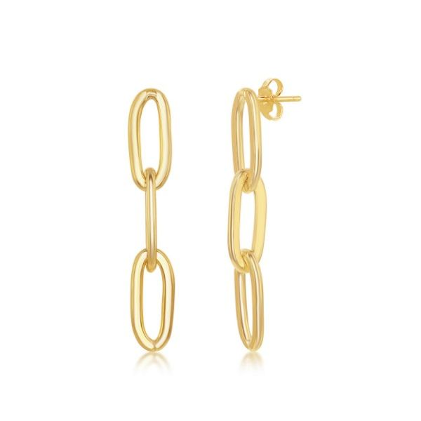 Sterling Silver Paperclip Earrings - Gold Plated Conti Jewelers Endwell, NY