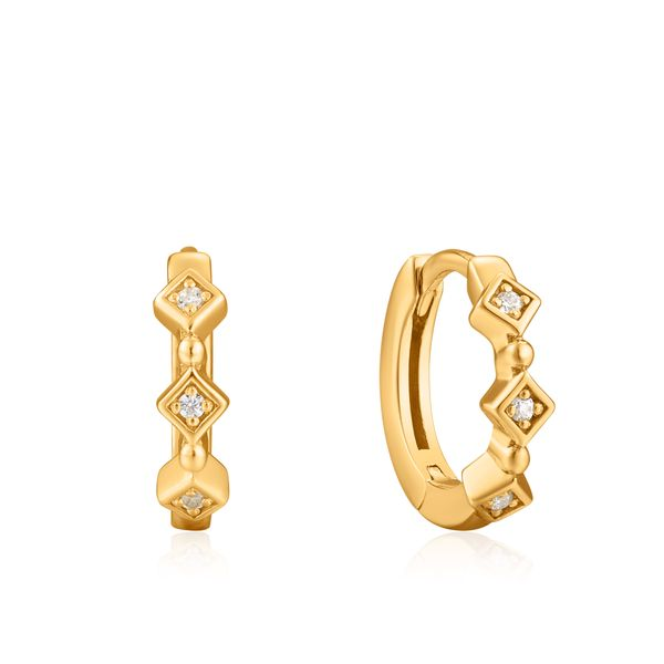 Gold Sparkle Huggie Hoops Conti Jewelers Endwell, NY