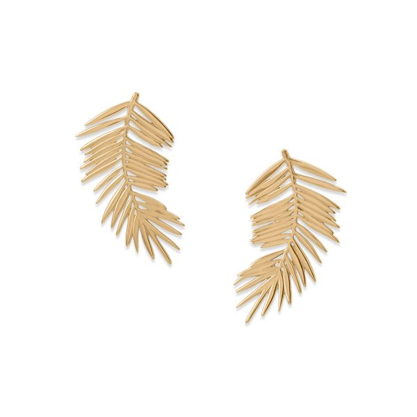 14 Karat Gold Plated Palm Leaf Post Earrings Conti Jewelers Endwell, NY