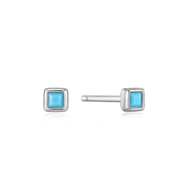 Turquoise Square Silver Stud Earrings Conti Jewelers Endwell, NY
