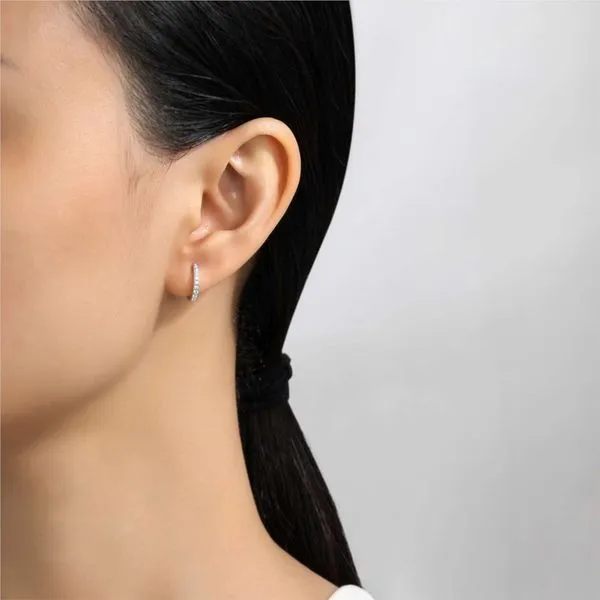 Simulated Diamond Huggies in Sterling Silver Image 2 Conti Jewelers Endwell, NY