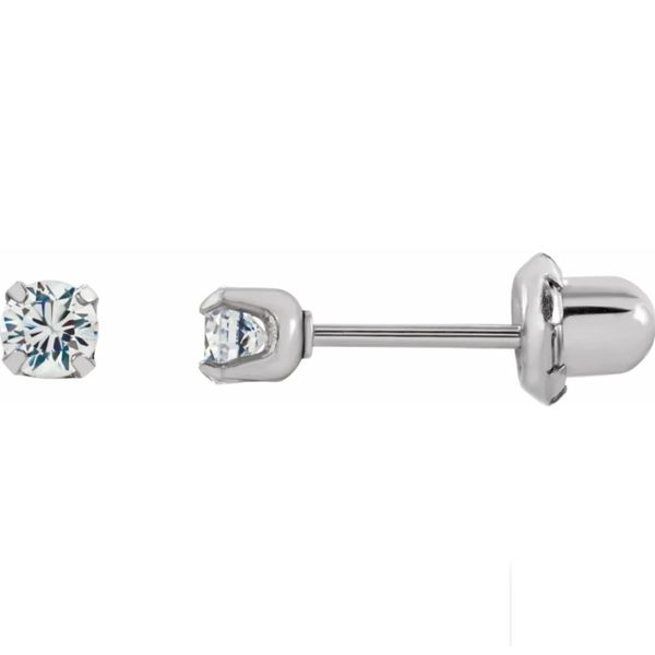 3mm Cubic Zirconia Stud Piercing Earrings in Stainless Steel Conti Jewelers Endwell, NY