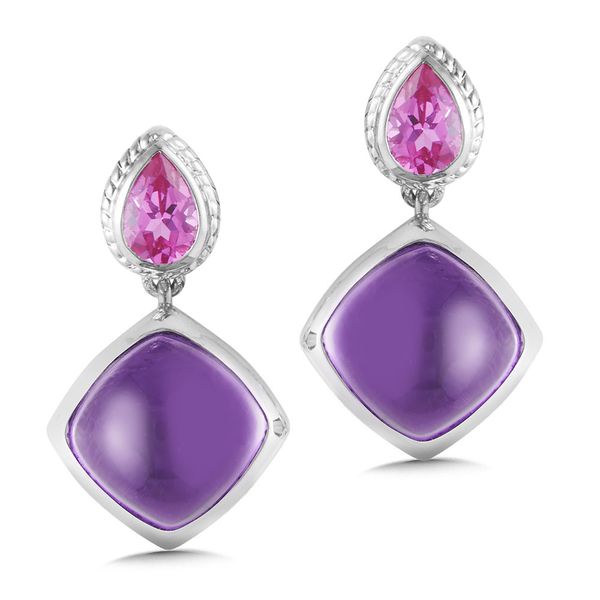 Sterling Silver Amethyst and Pink Sapphire Post Earrings Conti Jewelers Endwell, NY