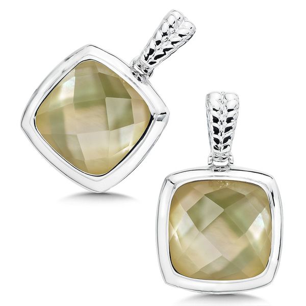 Sterling Silver White Quartz & Dyed Golden Mother of Pearl Fusion Post Earrings Conti Jewelers Endwell, NY