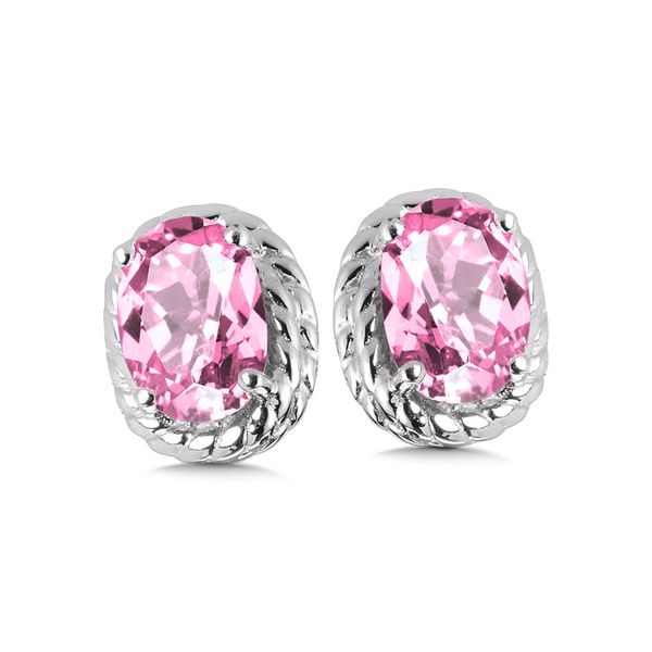 Lab-Grown Pink Sapphire Birthstone Earrings in Sterling Silver Conti Jewelers Endwell, NY
