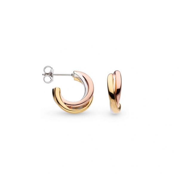 Bevel Trilogy Golds Hoop Earrings Conti Jewelers Endwell, NY