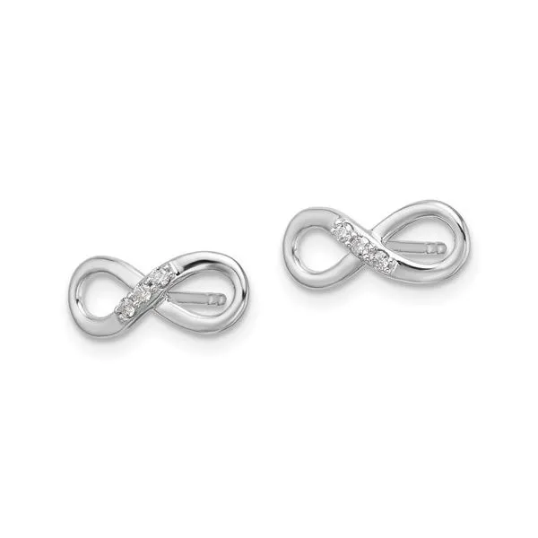 .06ct. Diamond Infinity Post Earrings in Sterling Silver Image 2 Conti Jewelers Endwell, NY