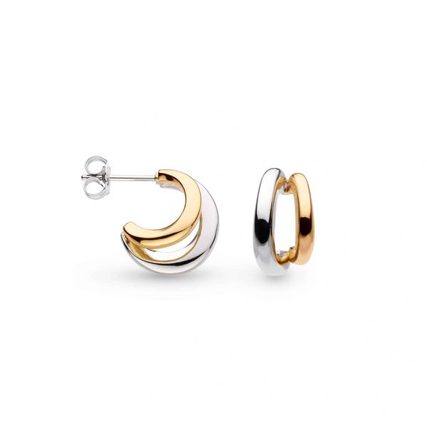 Bevel Cirque Link Golden Twin Hoop Earrings Conti Jewelers Endwell, NY