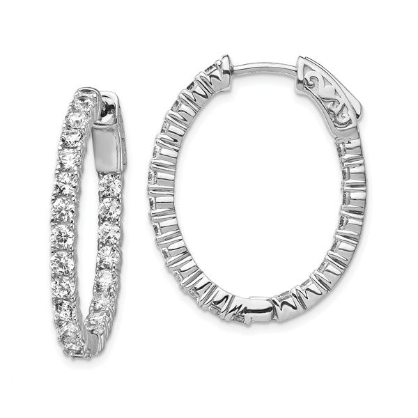 Sterling Silver CZ Inside Out Hoop Earrings Image 3 Conti Jewelers Endwell, NY