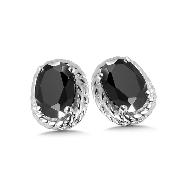 Black Onyx Birthstone Earrings in Sterling Silver Conti Jewelers Endwell, NY