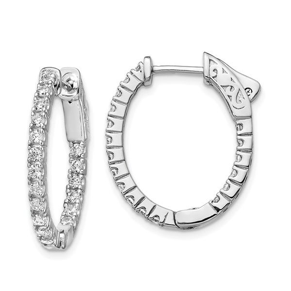 Sterling Silver CZ Inside Out Hoop Earrings Image 3 Conti Jewelers Endwell, NY