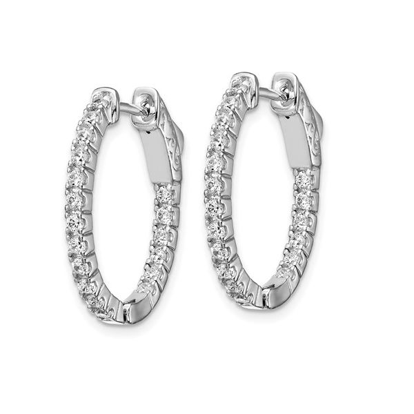 Sterling Silver CZ Inside Out Hoop Earrings Image 2 Conti Jewelers Endwell, NY