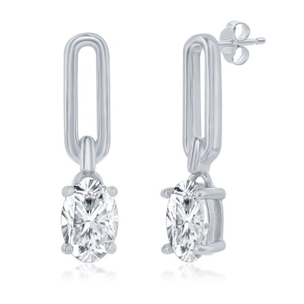 CZ Papercliip Earrings in Sterling Silver Conti Jewelers Endwell, NY