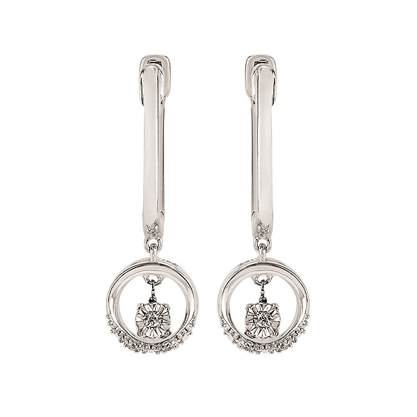 Circle Drop Earrings With .03 Ctw. Diamonds In Sterling Silver Image 2 Conti Jewelers Endwell, NY
