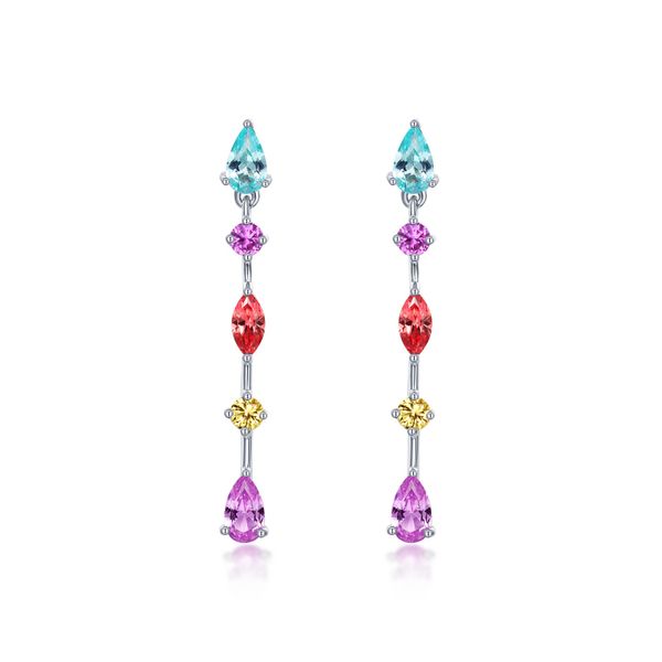 Fancy Lab-Grown Sapphire Linear Earrings Conti Jewelers Endwell, NY