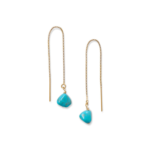 Turquoise Bead Threader Earrings Conti Jewelers Endwell, NY