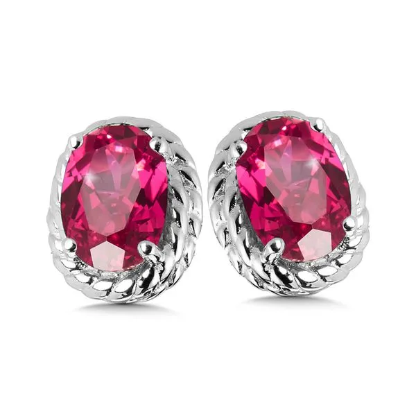 Lab-Grown Ruby Birthstone Earrings in Sterling Silver Conti Jewelers Endwell, NY