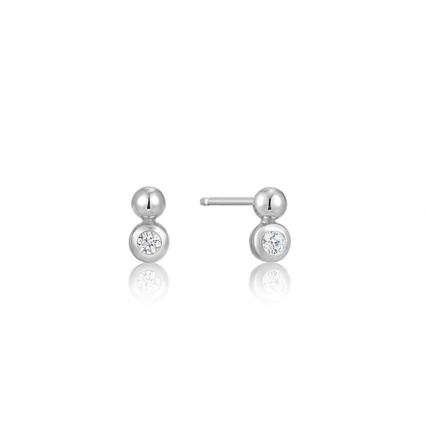 Silver Orb Sparkle Stud Earrings Conti Jewelers Endwell, NY