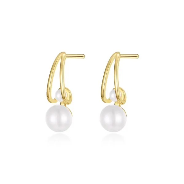 Cultured Freshwater Pearl Hoop Earrings in Yellow Gold Conti Jewelers Endwell, NY