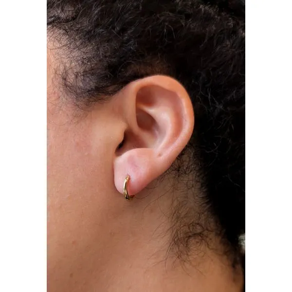 Smooth Mini Huggie Hoop Earrings in Yellow Gold Image 2 Conti Jewelers Endwell, NY