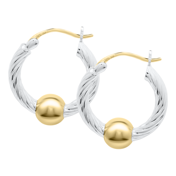 SS/14k YG 20mm Twist Wire Hoop Earrings Conti Jewelers Endwell, NY