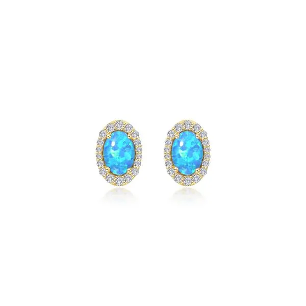 1.94 Ctw. Vintage Inspired Oval Opal Stud Earrings in Yellow Gold Conti Jewelers Endwell, NY