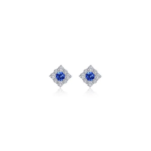 0.54 CTW Sapphire Halo Stud Earrings in Sterling Silver Conti Jewelers Endwell, NY