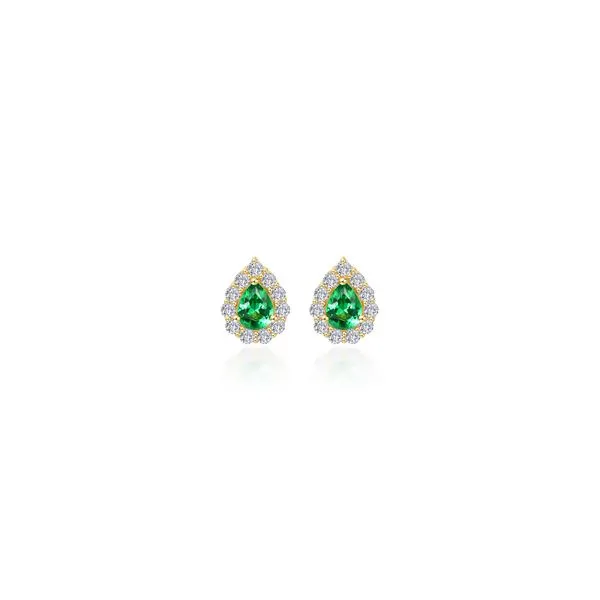 0.72 CTW Emerald Halo Stud Earrings in Yellow Gold Conti Jewelers Endwell, NY