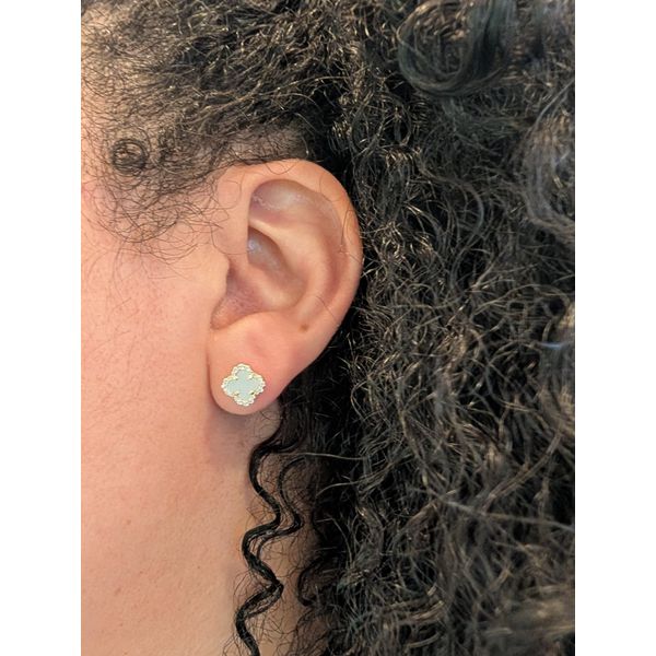 Halo Mother of pearl Stud Earrings Image 2 Conti Jewelers Endwell, NY